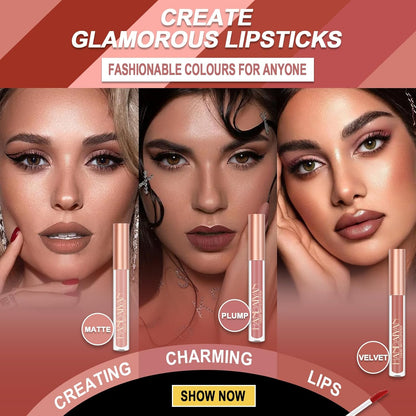 6 Pezzi Rossetto Lunga Durata Opaco Kit Matita Labbra Nudo Rosso Rossetti Set Lucidalabbra Matite Labbra Rossetto Liquido Lipgloss Lipstick Matte Trucco Regalo per Trucchi Ragazza Donna