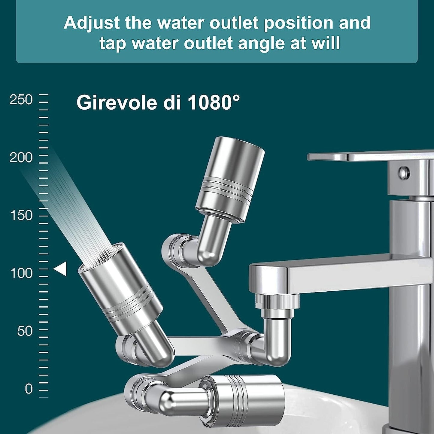 Rubinetto Rotante 1080 Gradi Prolunga Snodabile Girevole Aeratore Doccetta Filtr