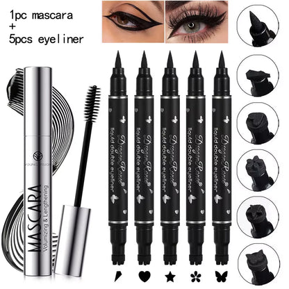 Double Head Star Seal Eyeliner Waterproof Non-Smudging Novice Heart Plum Embellished Eye Tail Eyeliner