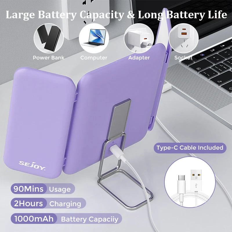 SEJOY Makeup Mirror with Lights, 1X 3X 7X Magnifying Mirror, Touch Control, Trifold Makeup Mirror, Portable LED Makeup Mirror