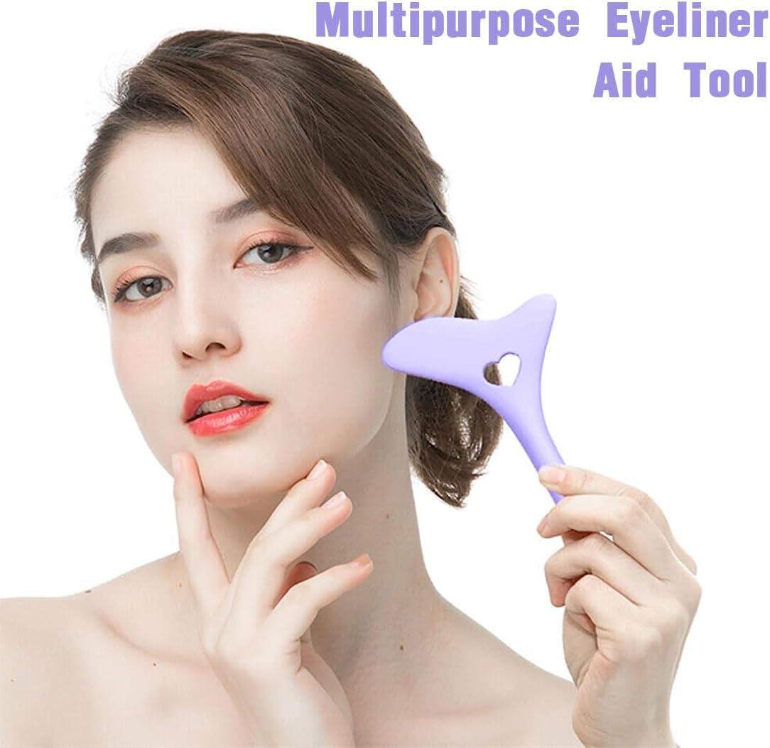 Stencil per Eyeliner Punte, Aiuto per Eyeliner in Silicone, Strumento per Trucco Occhi Rapido, Mascara in Silicone Riutilizzabile Strumento per Il Trucco(Viola)