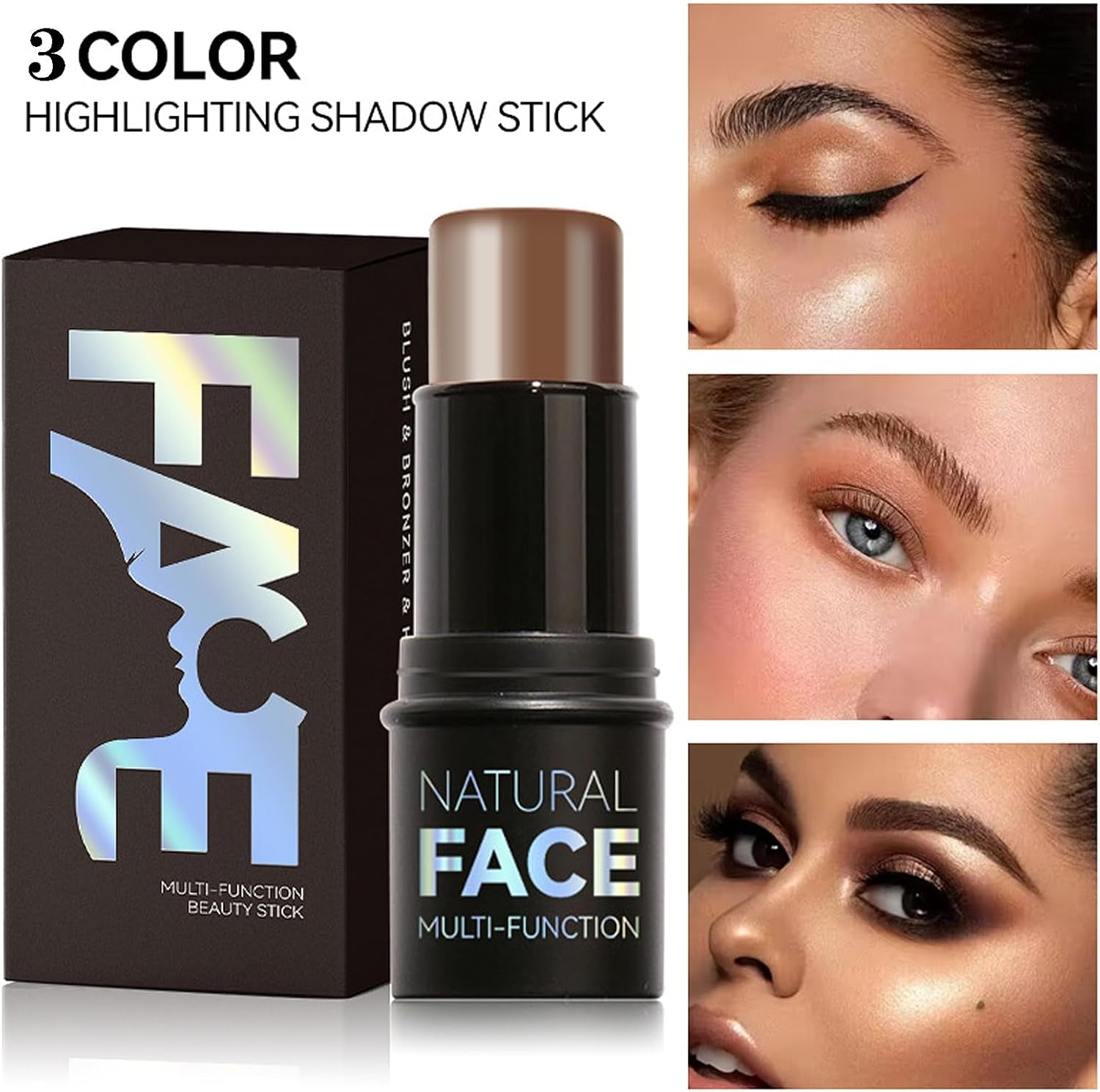 3 Matite per Contorno Crema, Tonalità Con Evidenziatore, Bronzo E Fard, Matita per Contorno Viso Impermeabile Che Modella Facilmente Il Viso E Crea Un Trucco Leggero