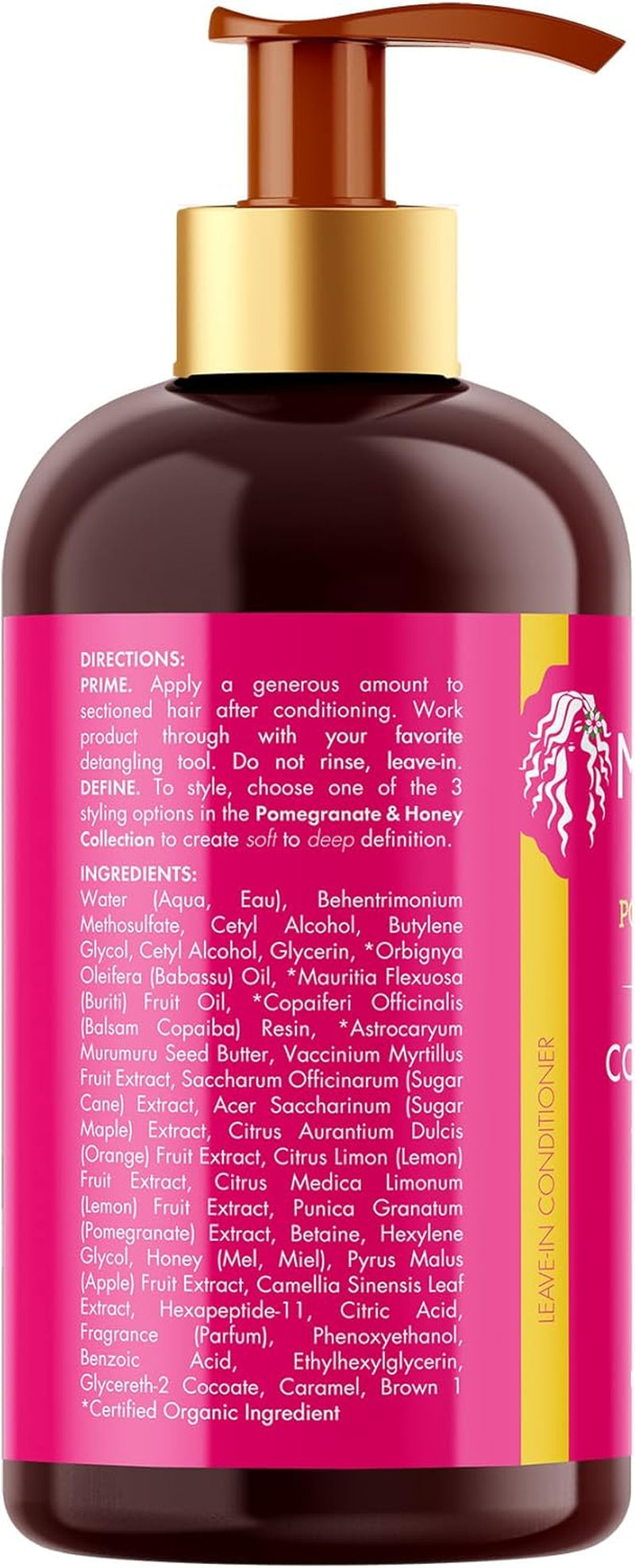 Organics Balsamo Senza Risciacquo Al Melograno E Miele per Capelli Di Tipo 4, 12 Once