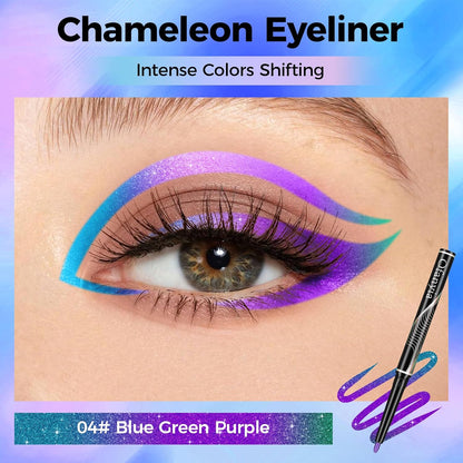 2-In-1 Gel Eyeliner and Eyeshadow Stick - Multicroma High Pigment Shimmer, Impermeabile Long Lasting Metallic Makeup (#04)